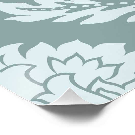 Rococo Damask Lg Pattern Duck Egg Blue+Teal ポスター (コーナー)