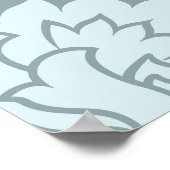 Rococo Damask Lg Pattern Duck Egg Blue+Teal ポスター (角)