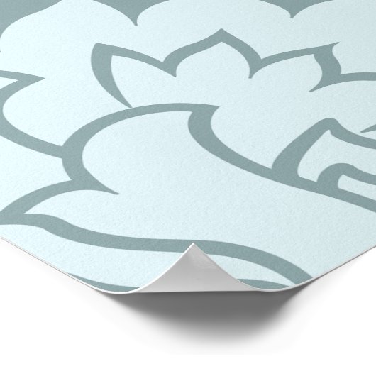 Rococo Damask Lg Pattern Duck Egg Blue+Teal ポスター (角)