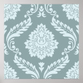 Rococo Damask Lg Pattern Duck Egg Blue+Teal ポスター (正面)