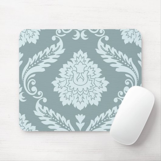 Rococo Damask Lg Pattern Duck Egg Blue+Teal マウスパッド (マウス)