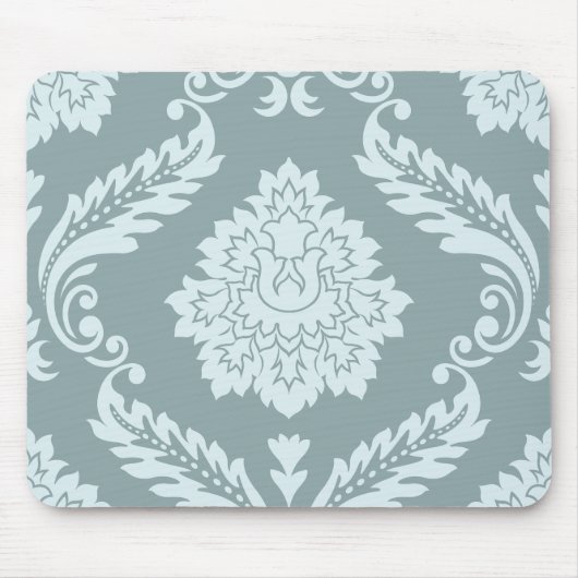 Rococo Damask Lg Pattern Duck Egg Blue+Teal マウスパッド (正面)