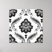 Rococo Damask Lg Pattern Grey Black White キャンバスプリント (正面)