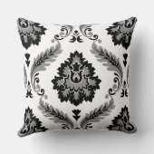 Rococo Damask Lg Pattern Grey Black White クッション (裏面)