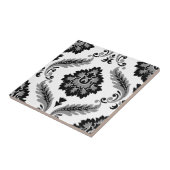 Rococo Damask Lg Pattern Grey Black White タイル (側面)