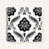 Rococo Damask Lg Pattern Grey Black White ノートブック (正面)