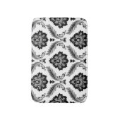 Rococo Damask Lg Pattern Grey Black White バスマット (正面縦)