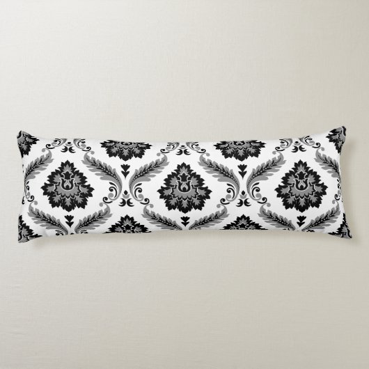 Rococo Damask Lg Pattern Grey Black White ボディピロー (裏面)