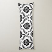 Rococo Damask Lg Pattern Grey Black White ボディピロー (裏面 (縦))