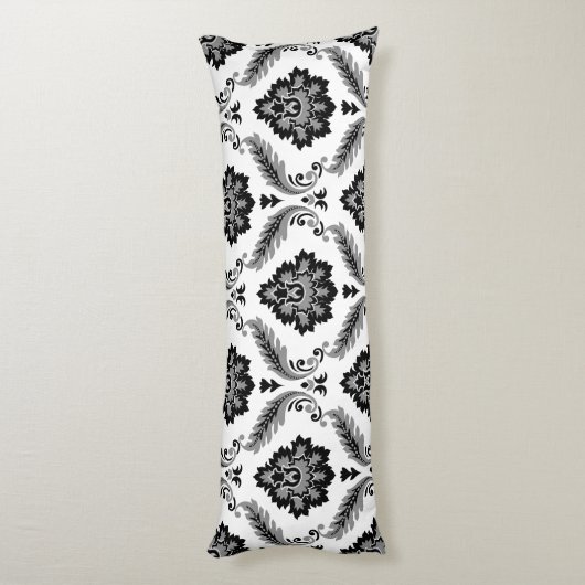 Rococo Damask Lg Pattern Grey Black White ボディピロー (裏面 (縦))