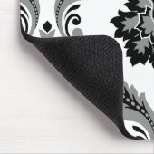 Rococo Damask Lg Pattern Grey Black White マウスパッド (コーナー)