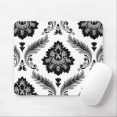 Rococo Damask Lg Pattern Grey Black White マウスパッド (マウス)