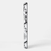 Rococo Damask Line Pattern Black on White iPhoneケース (左側面)
