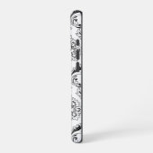 Rococo Damask Line Pattern Black on White iPhoneケース (左側面)