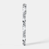 Rococo Damask Line Pattern Black on White iPhone 15ケース (右側面)