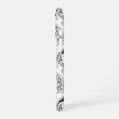 Rococo Damask Line Pattern Black on White iPhone 16ケース (左側面)