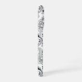 Rococo Damask Line Pattern Black on White iPhone 16ケース (右側面)