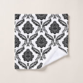 Rococo Damask Mixed Pattern Black on White バスタオルセット (ウォッシュタオル)