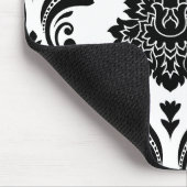 Rococo Damask Off-Set Pattern Black on White マウスパッド (コーナー)