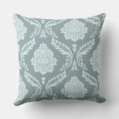Rococo Damask Off-Set Pattern Duck Egg Blue+Teal クッション (裏面)