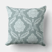 Rococo Damask Off-Set Pattern Duck Egg Blue+Teal クッション (正面)
