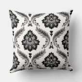 Rococo Damask Off-Set Pattern Grey Black White クッション (裏面)