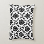 Rococo Damask Pattern Black on White アクセントクッション (裏面(縦))