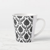 Rococo Damask Pattern Black on White カフェラテマグ (右)
