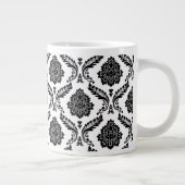 Rococo Damask Pattern Black on White ジャンボコーヒーマグカップ (右)