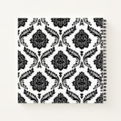 Rococo Damask Pattern Black on White ノートブック (裏面)
