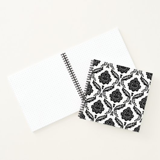 Rococo Damask Pattern Black on White ノートブック (内部)