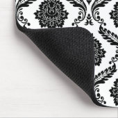 Rococo Damask Pattern Black on White マウスパッド (コーナー)