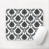 Rococo Damask Pattern Black on White マウスパッド (マウス)