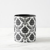 Rococo Damask Pattern Black on White マグカップ (中央)