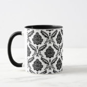 Rococo Damask Pattern Black on White マグカップ (左)