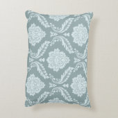 Rococo Damask Pattern Duck Egg Blue+Teal アクセントクッション (裏面(縦))
