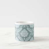 Rococo Damask Pattern Duck Egg Blue+Teal エスプレッソカップ (正面)