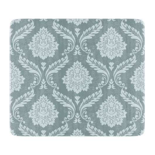 Rococo Damask Pattern Duck Egg Blue+Teal カッティングボード (正面)