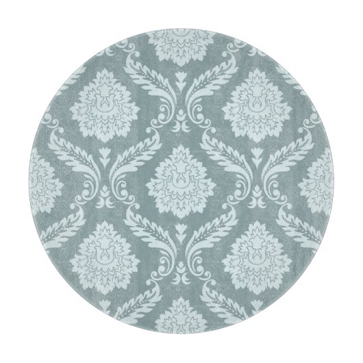 Rococo Damask Pattern Duck Egg Blue+Teal カッティングボード (正面)