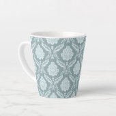 Rococo Damask Pattern Duck Egg Blue+Teal カフェラテマグ (左アングル)