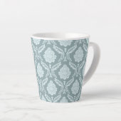 Rococo Damask Pattern Duck Egg Blue+Teal カフェラテマグ (右アングル)