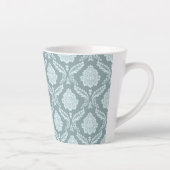 Rococo Damask Pattern Duck Egg Blue+Teal カフェラテマグ (右)
