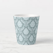 Rococo Damask Pattern Duck Egg Blue+Teal カフェラテマグ (正面)