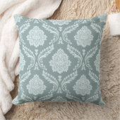 Rococo Damask Pattern Duck Egg Blue+Teal クッション (ブランケット)