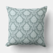 Rococo Damask Pattern Duck Egg Blue+Teal クッション (正面)