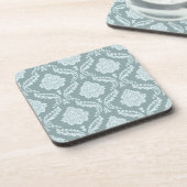 Rococo Damask Pattern Duck Egg Blue+Teal コースター (左側)