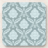 Rococo Damask Pattern Duck Egg Blue+Teal コースター (正面)