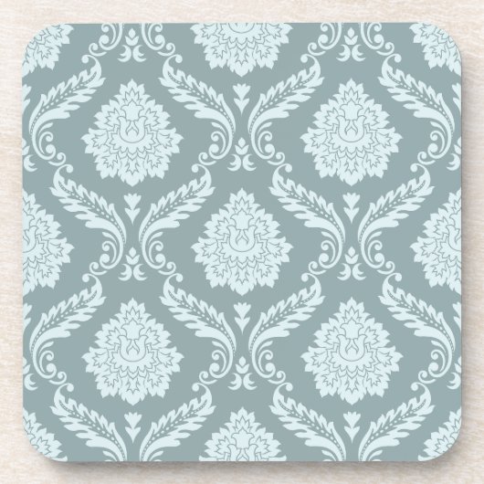 Rococo Damask Pattern Duck Egg Blue+Teal コースター (正面)