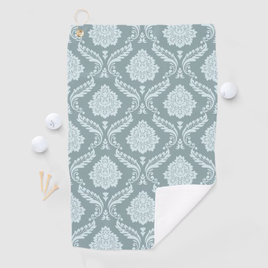 Rococo Damask Pattern Duck Egg Blue+Teal ゴルフタオル (インサイチュ)