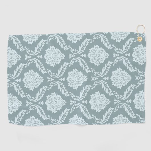 Rococo Damask Pattern Duck Egg Blue+Teal ゴルフタオル (横)